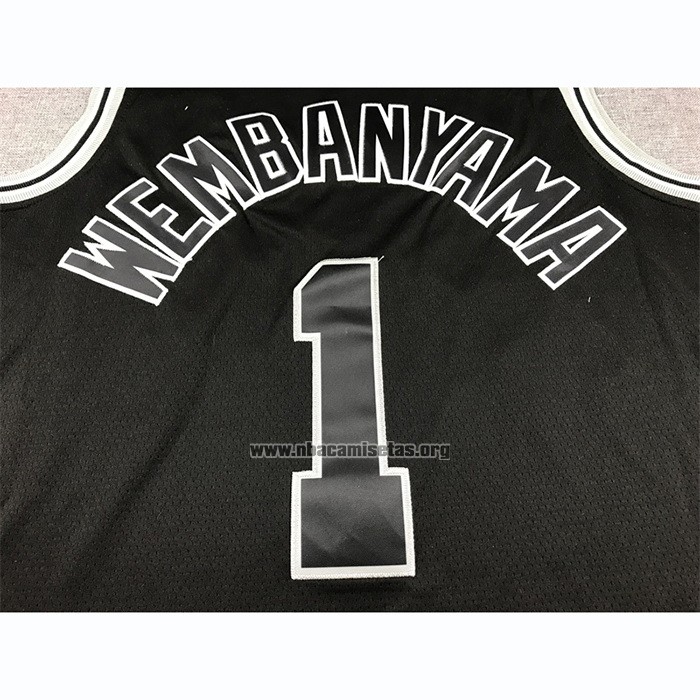 Camiseta San Antonio Spurs Victor Wembanyama NO 1 Classic 2022-23 Negro
